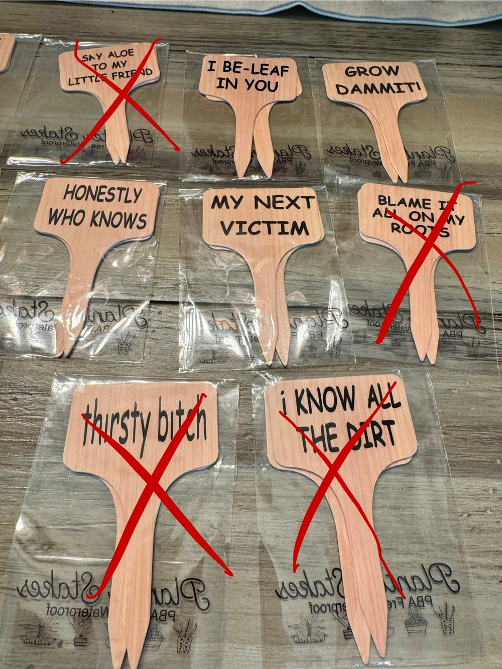 Funny Wooden Plant Stakes — Assorted Sayings - Picture 3 of 4
